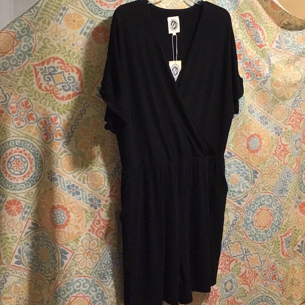 NWT 3XL Tee2urDoor Black Knit Romper with side pockets.